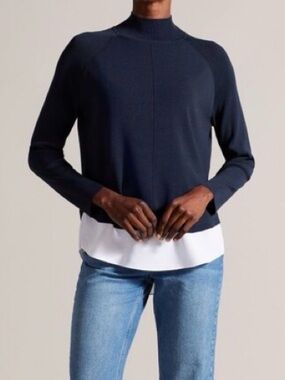 Ted Baker top with elongated neck (mock turtleneck) and mock layer